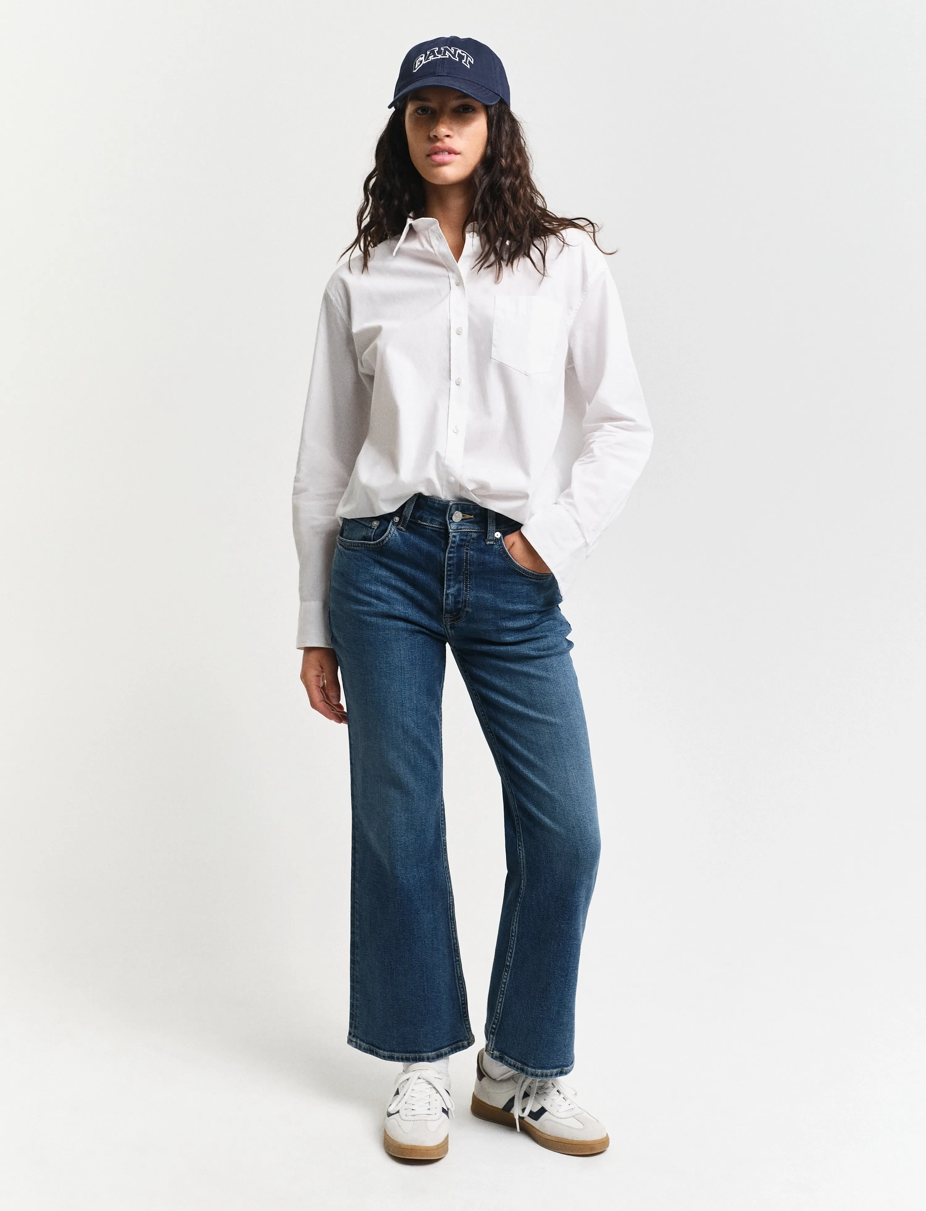 Gant CROPPED KICK FLARE DENIM - Tøj - DARK BLUE VINTAGE / blue