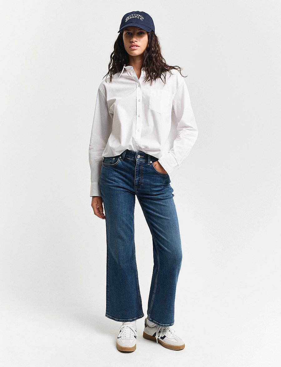 Gant - CROPPED KICK FLARE DENIM - džinsi ar zvanveida galiem - dark blue vintage - 0