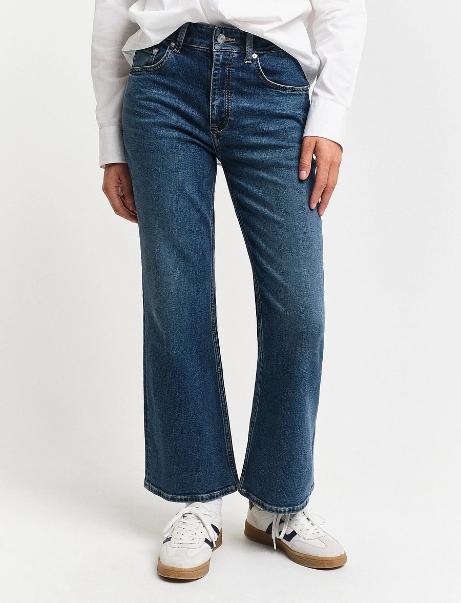 Gant - CROPPED KICK FLARE DENIM - džinsi ar zvanveida galiem - dark blue vintage - 4