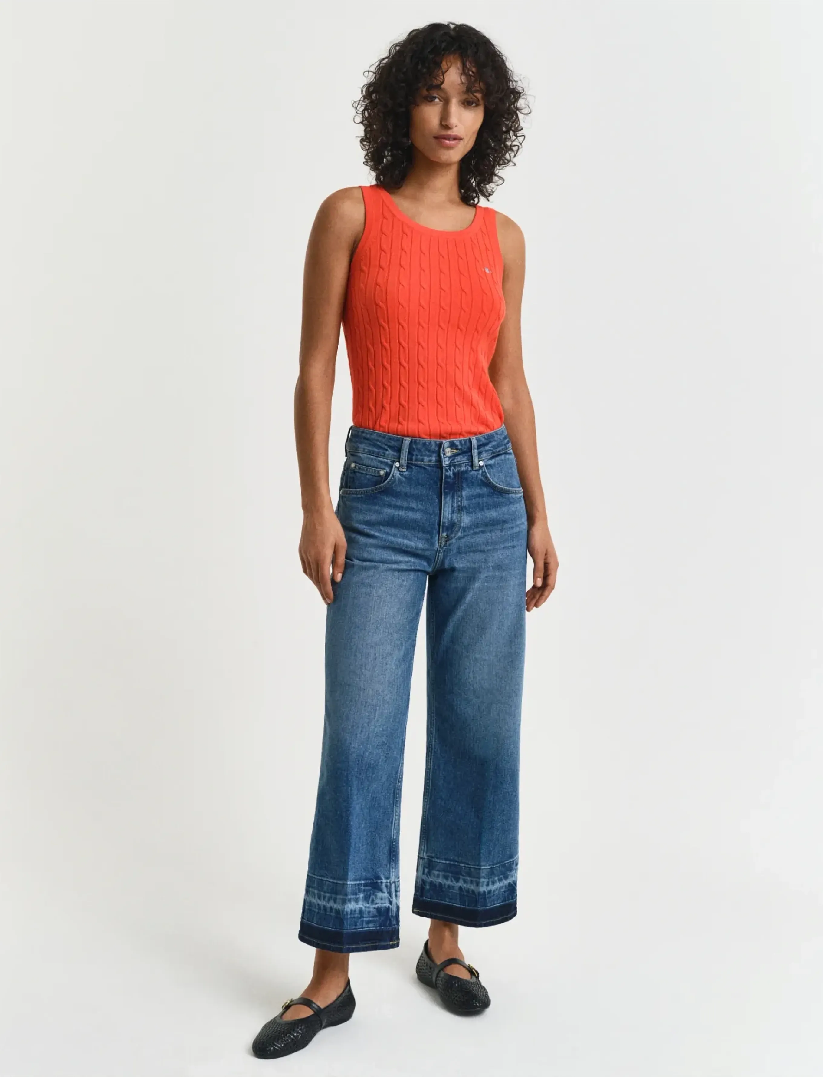 Gant Cropped Flare Hem Detail Jeans, 30, Blue, Jeans > Flares, Dame