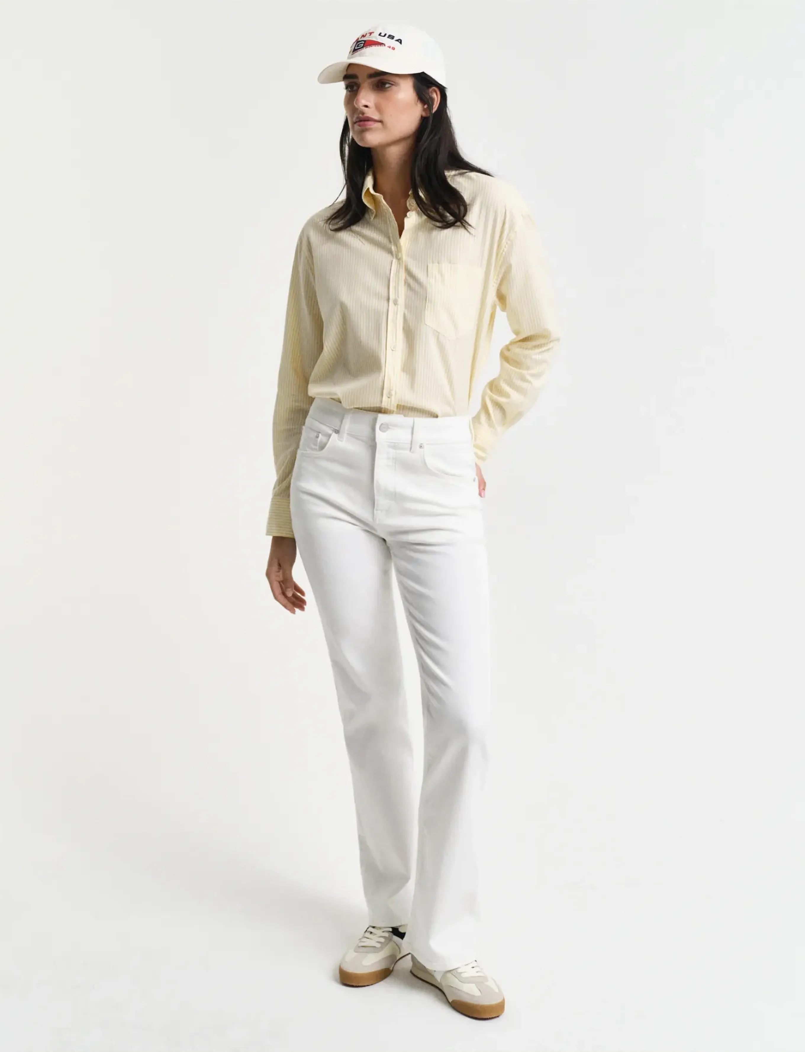 Gant SLIM FLARE WHITE JEANS - Transitional Layering - EGGSHELL / white