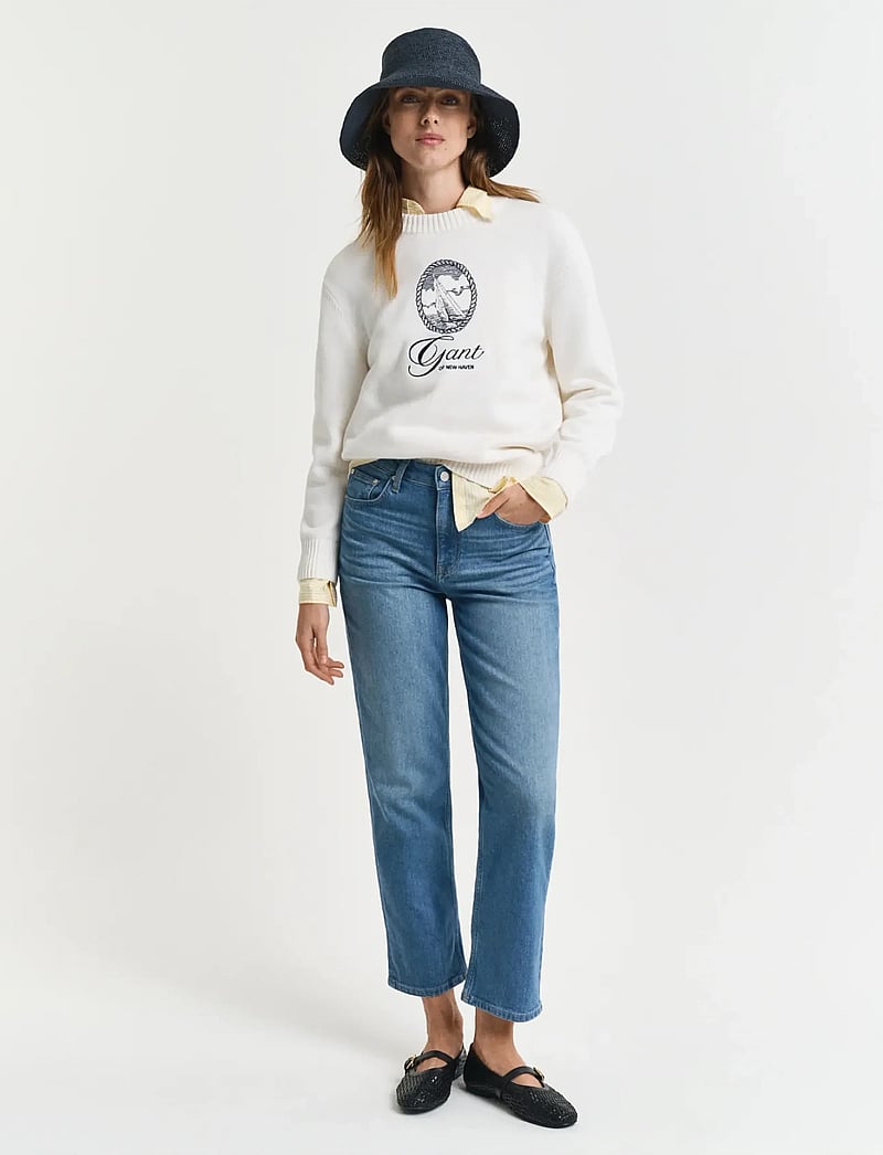 GANT - CROPPED STRAIGHT JEANS - straight jeans - dark blue vintage - 0