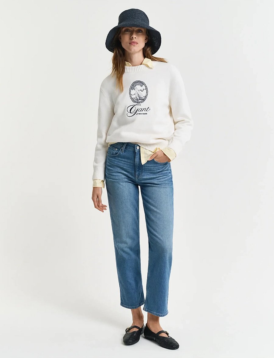 Gant - CROPPED STRAIGHT JEANS - gerade jeans - dark blue vintage - 0