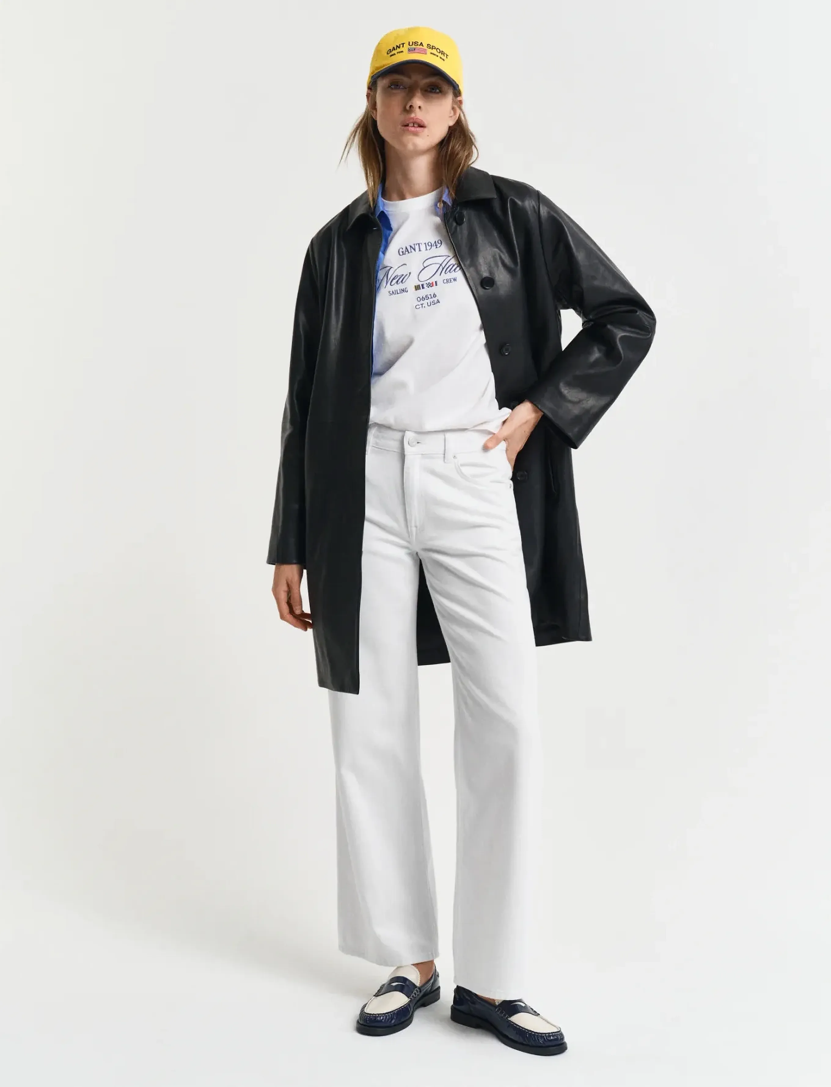 Gant REL STRAIGHT WHITE JEANS - Transitional Layering - EGGSHELL / white
