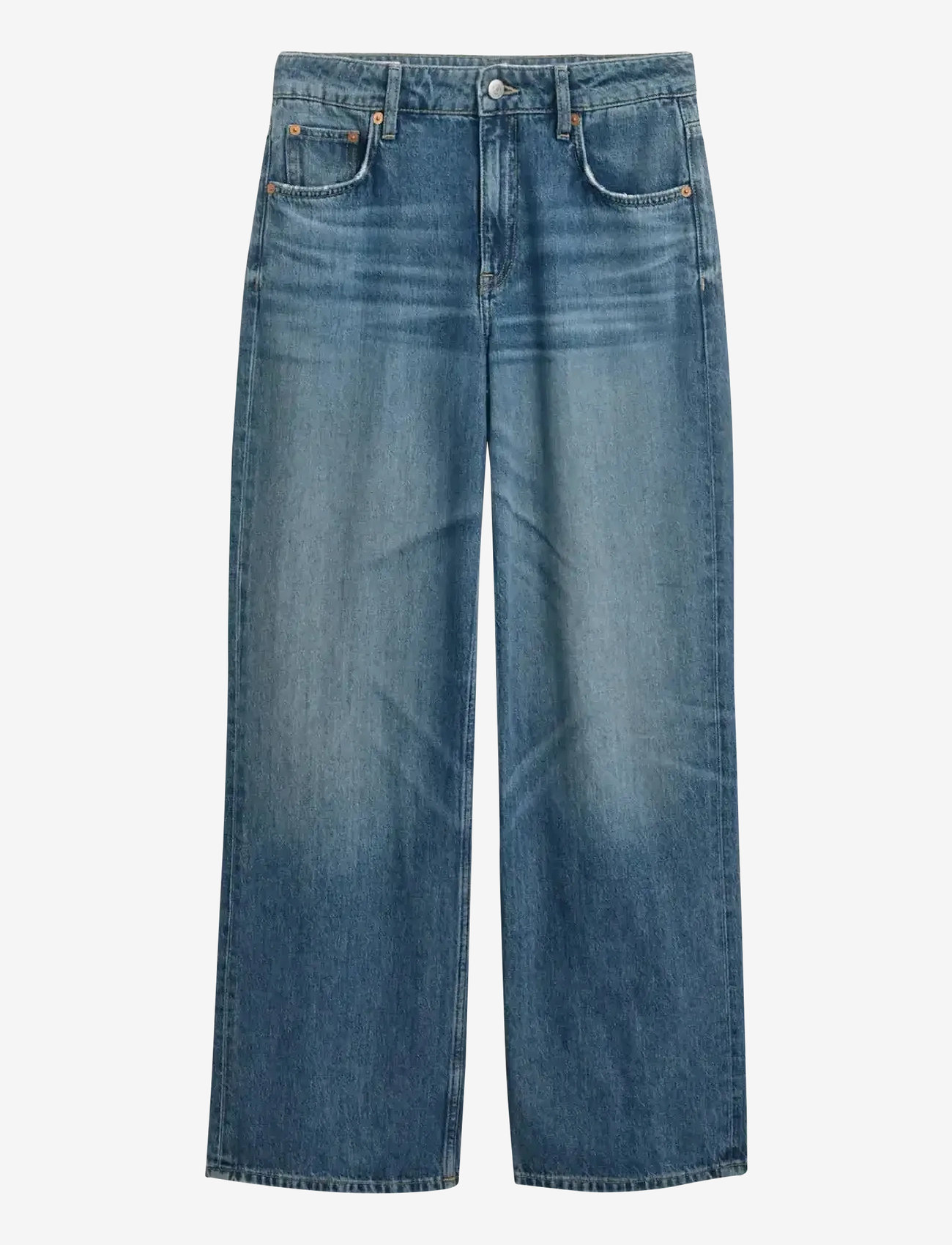 GANT - RELAXED JEANS - hosen mit weitem bein - mid blue broken in - 1