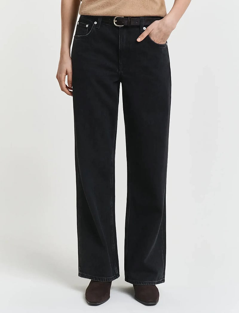 GANT - RELAXED JEANS - brede jeans - black worn in - 0