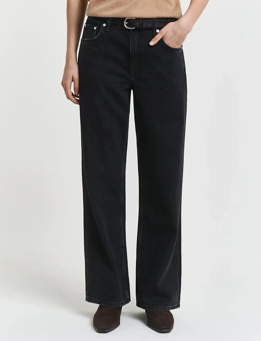 Gant - RELAXED JEANS - jeans met wijde pijpen - black worn in - 0