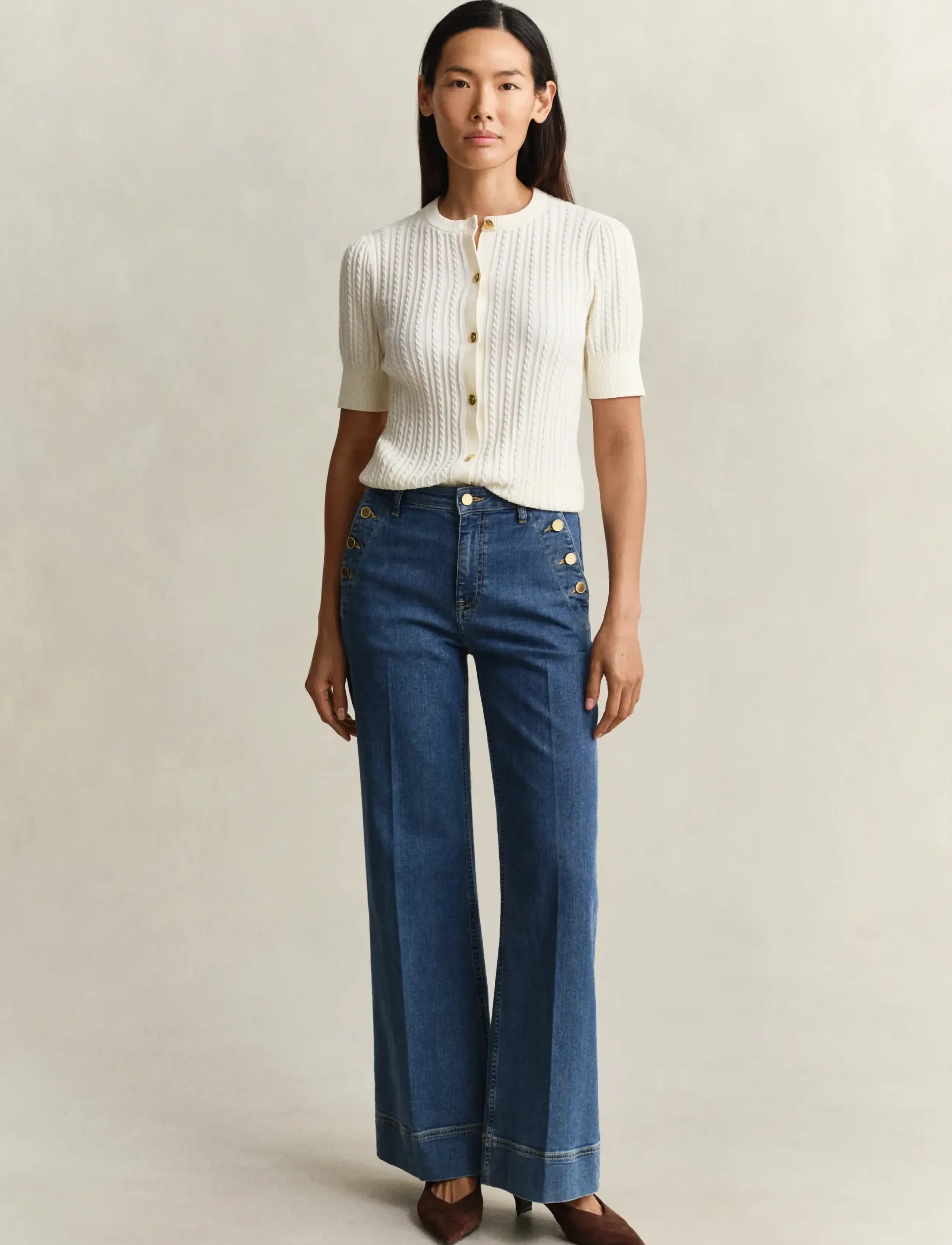 Gant Flare Nautical Jeans, 30, Blue, Jeans > Vidde, Dame