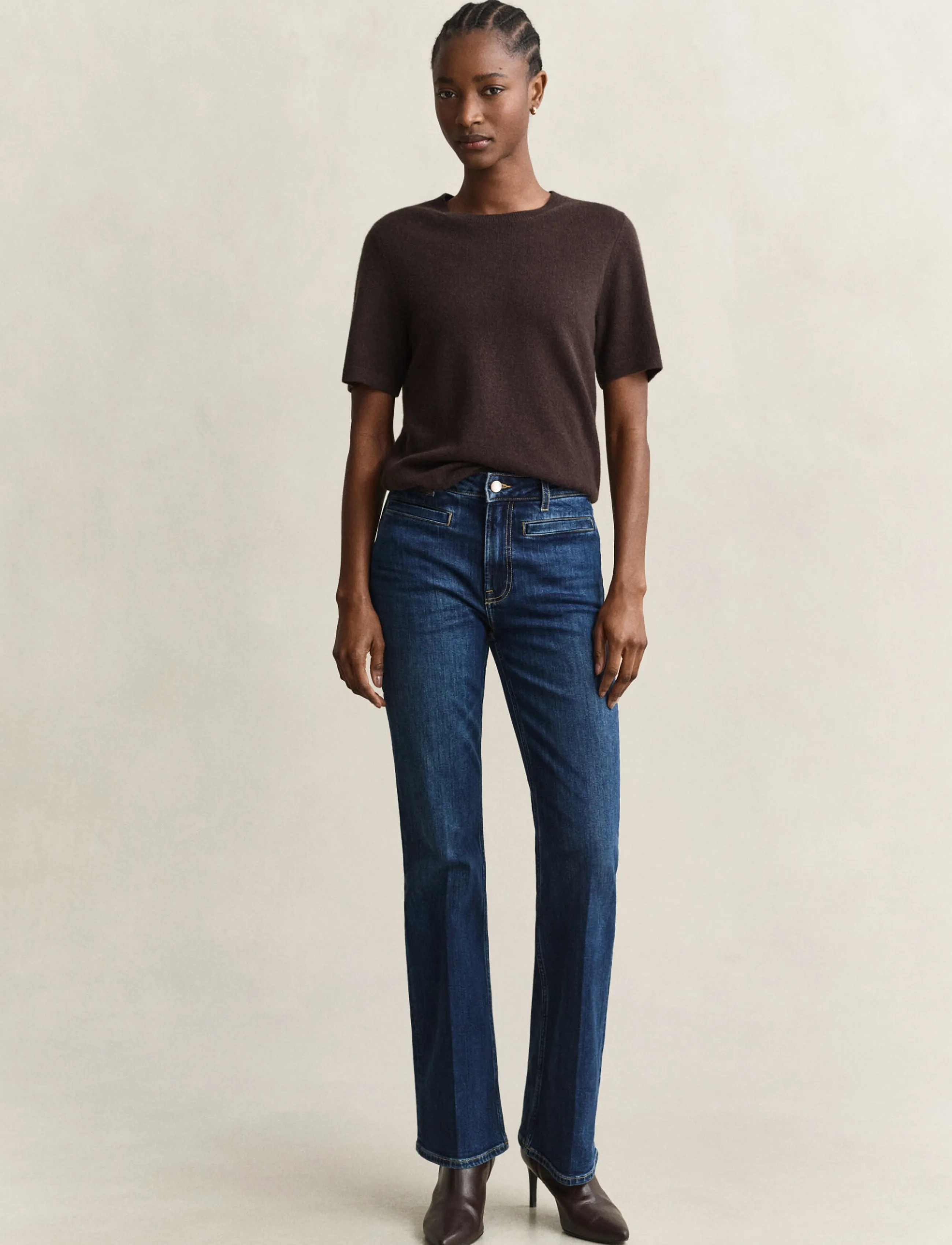 Gant - SLIM FLARE MONOGRAM JEANS - flared jeans - dark blue worn in - 1