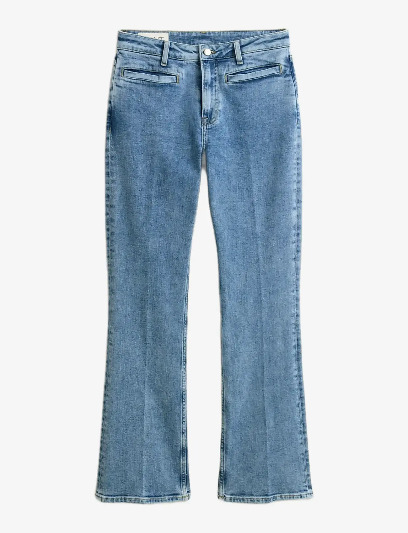 Gant - SLIM FLARE MONOGRAM JEANS - alt eriti laia säärega teksad - semi light blue worn in - 1