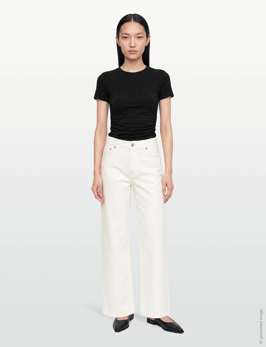 Gant - CROPPED RELAXED JEANS - hosen mit weitem bein - eggshell - 0
