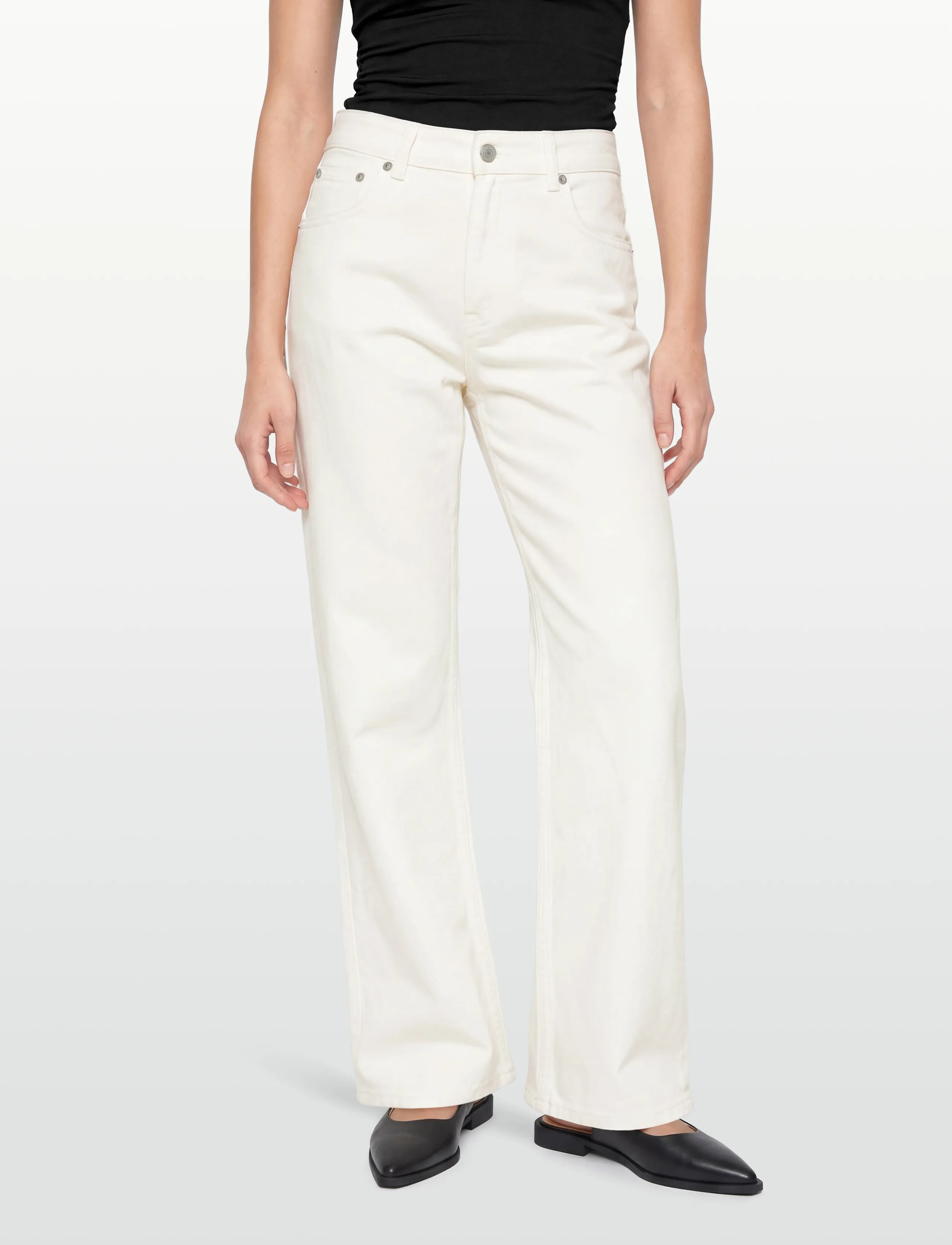 Gant - CROPPED RELAXED JEANS - hosen mit weitem bein - eggshell - 3
