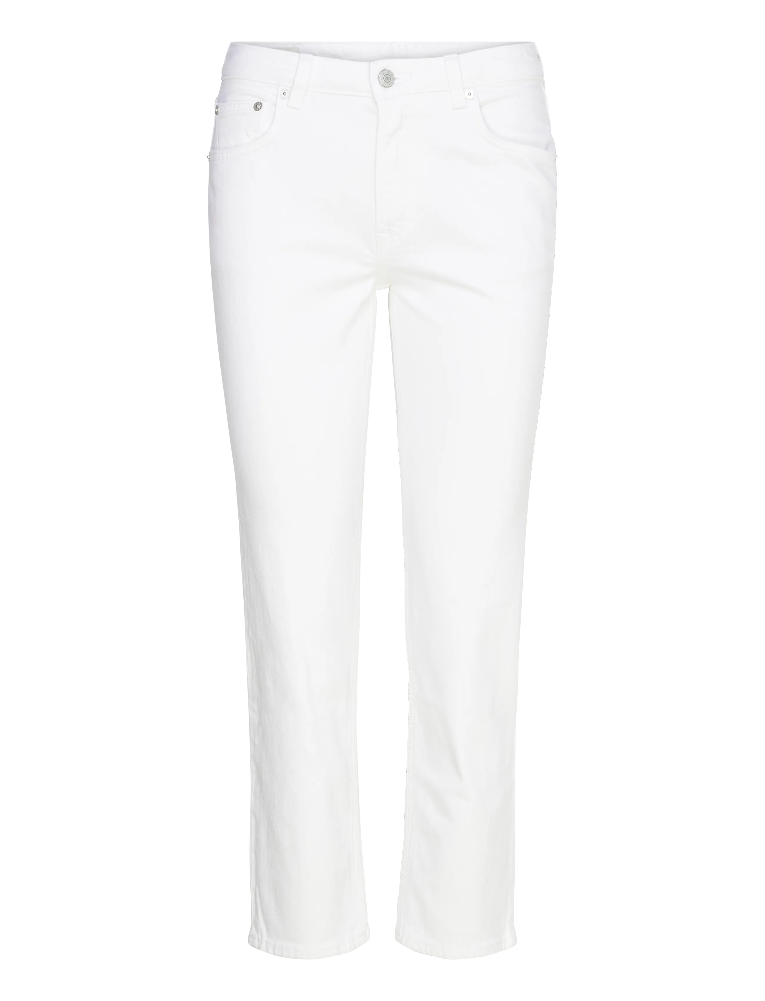 CROPPED STRAIGHT STRETCH JEANS - EGGSHELL