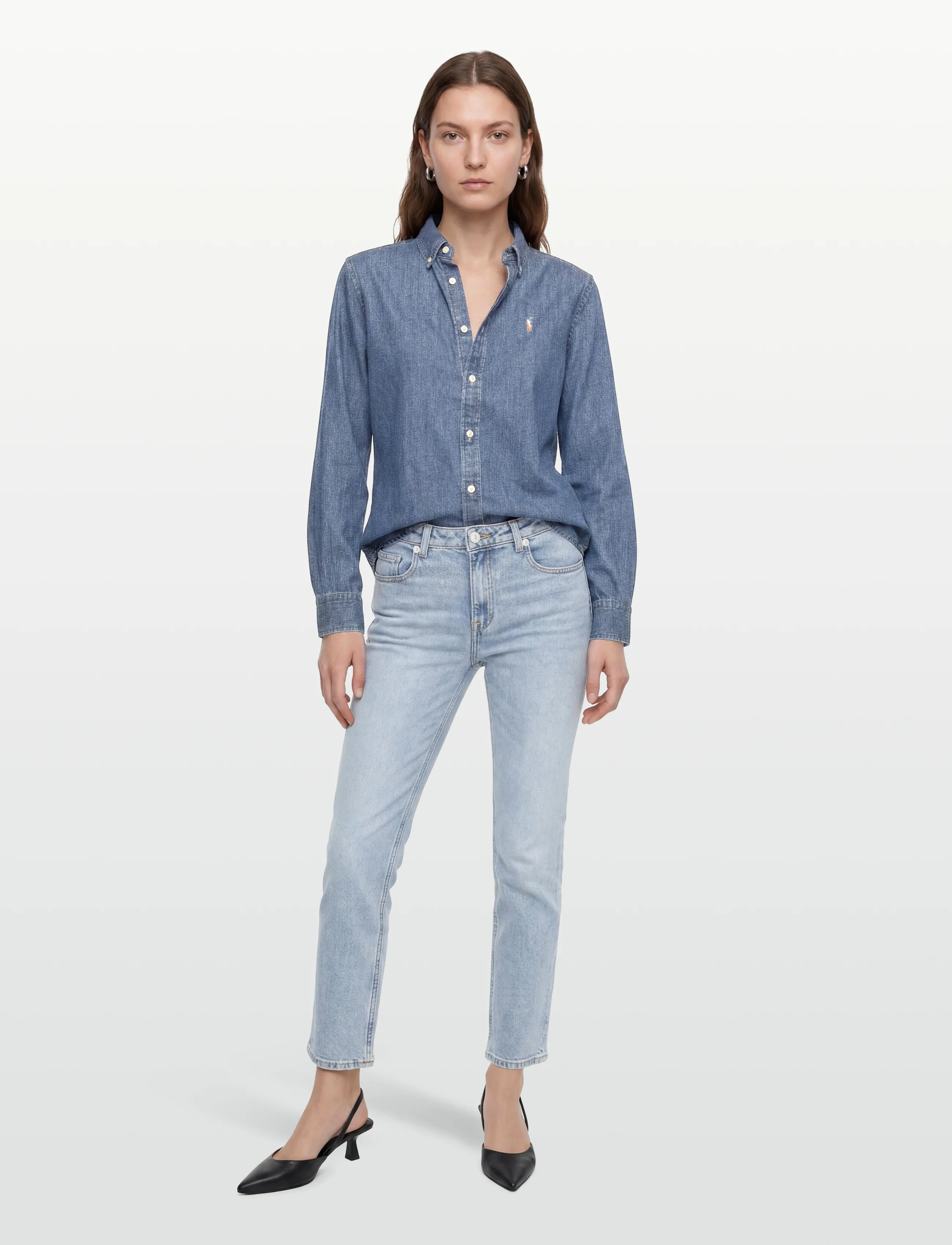 GANT CROPPED STRAIGHT STRETCH JEANS - Jeans - LIGHT BLUE WORN IN / blue