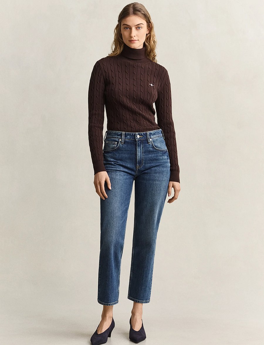 Gant - Straight Cropped Jeans - straight jeans - mid blue broken in - 0