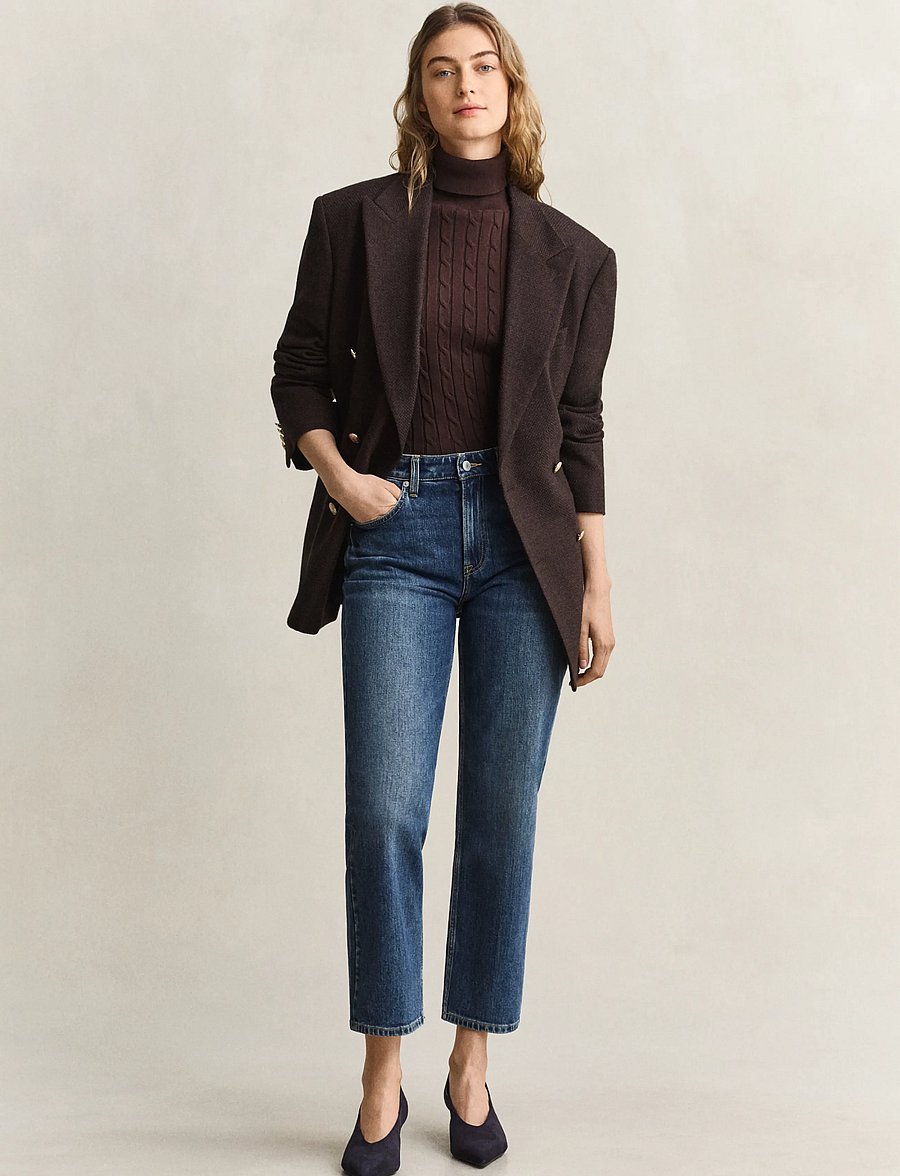 Gant - Straight Cropped Jeans - straight jeans - mid blue broken in - 3