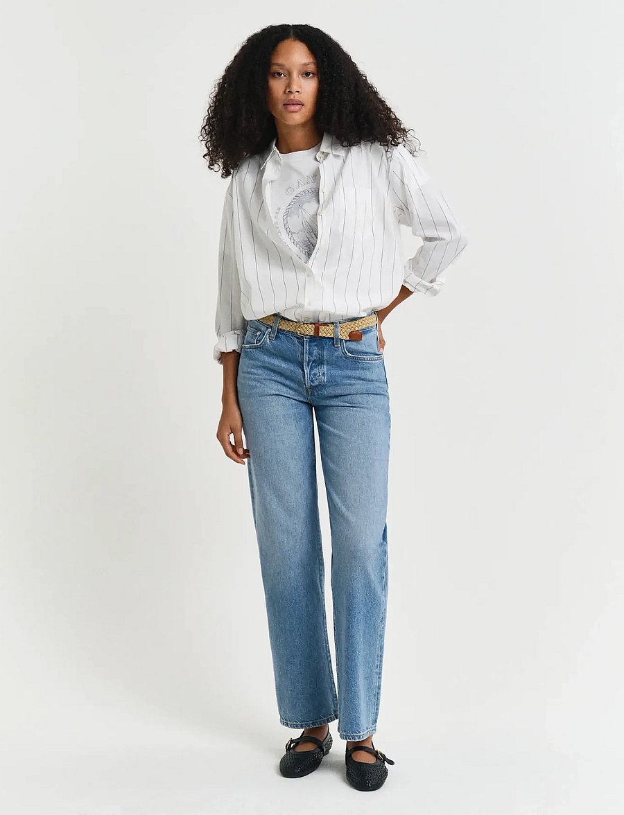 Gant - STRAIGHT RIGID JEANS - straight jeans - semi light blue broken in - 0