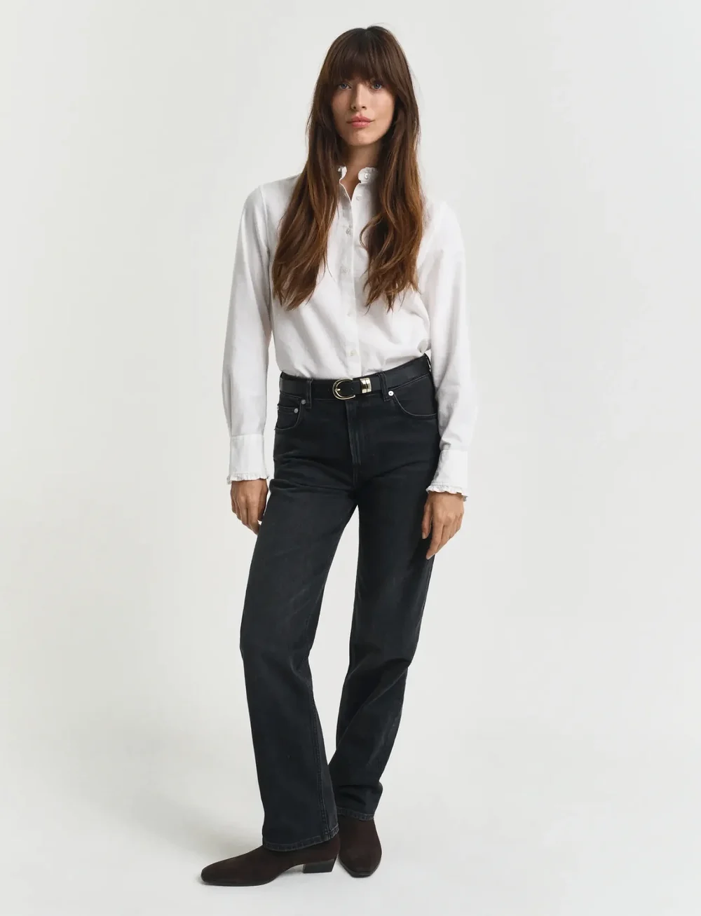 GANT - STRAIGHT STRETCH JEANS - sirge säärega teksad - black broken in - 2