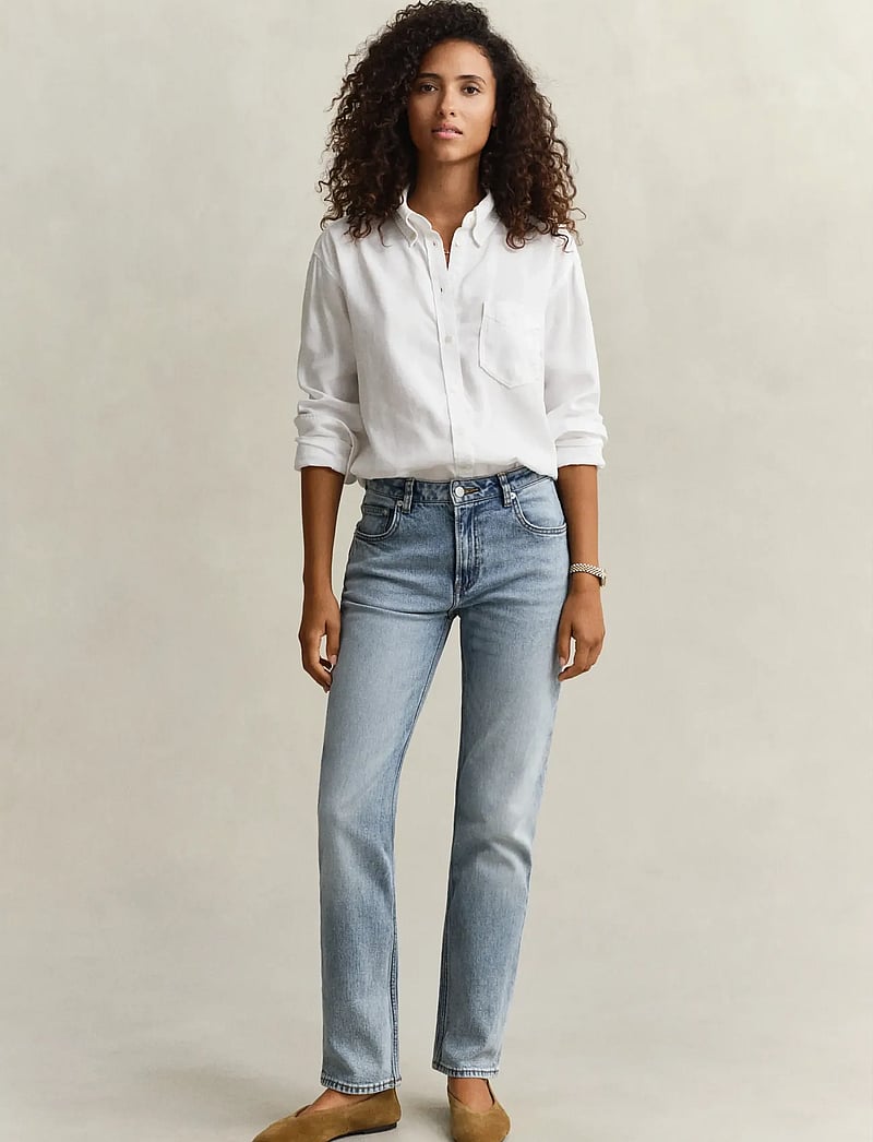 GANT - STRAIGHT STRETCH JEANS - straight jeans - light blue worn in - 0