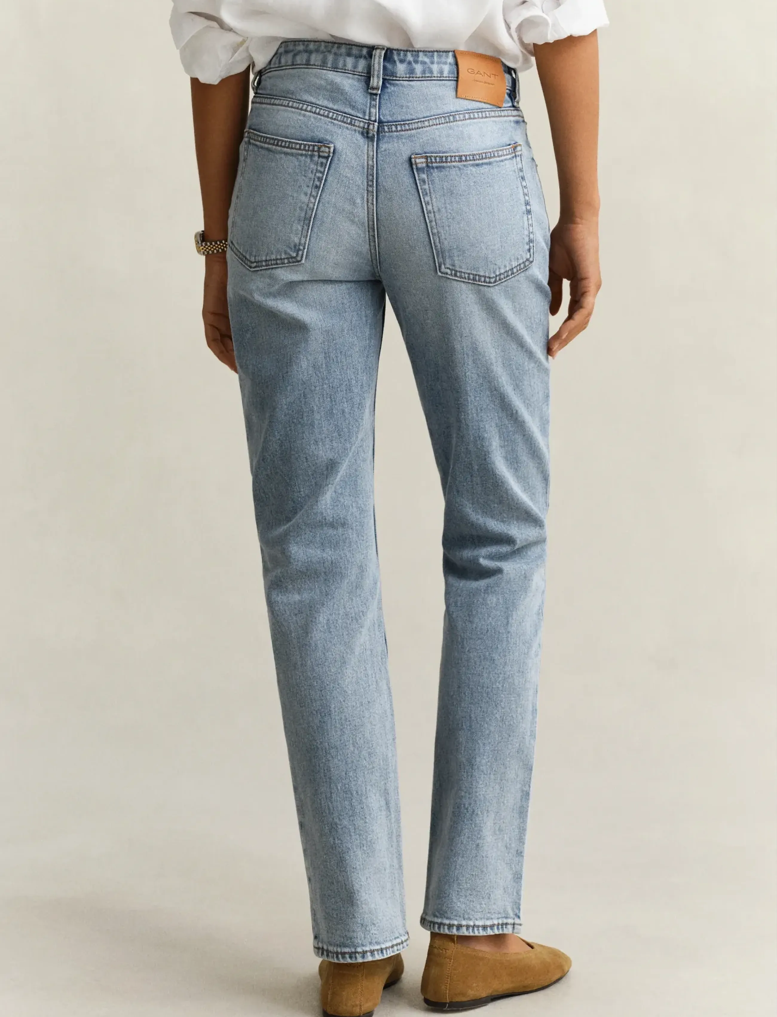 Gant - STRAIGHT STRETCH JEANS - beinar gallabuxur - light blue worn in - 2