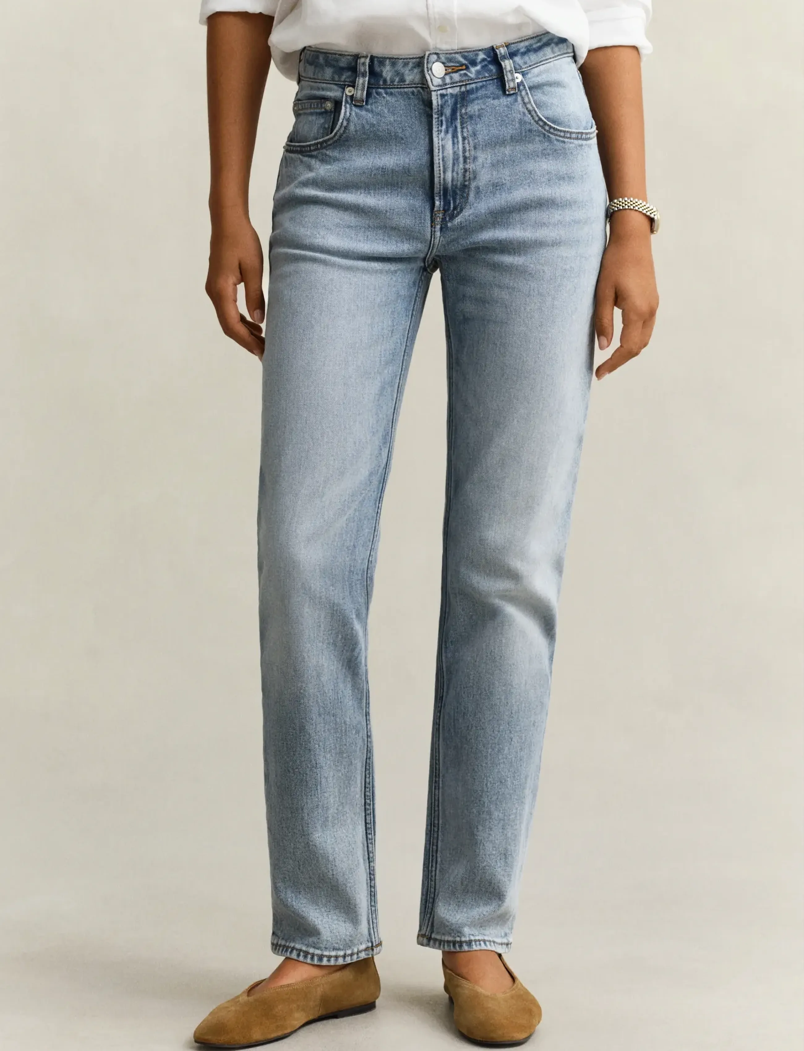 Gant - STRAIGHT STRETCH JEANS - beinar gallabuxur - light blue worn in - 3