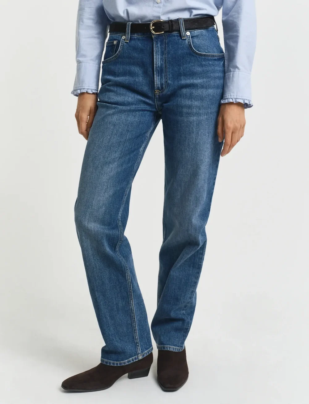 GANT - STRAIGHT STRETCH JEANS - raka jeans - mid blue broken in - 0