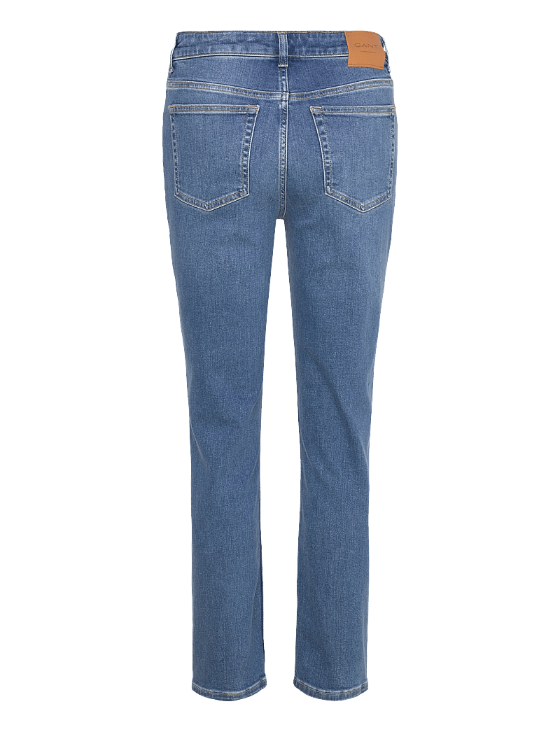 GANT - CROPPED SLIM STRETCH JEANS - kitsad teksad - mid blue broken in - 2