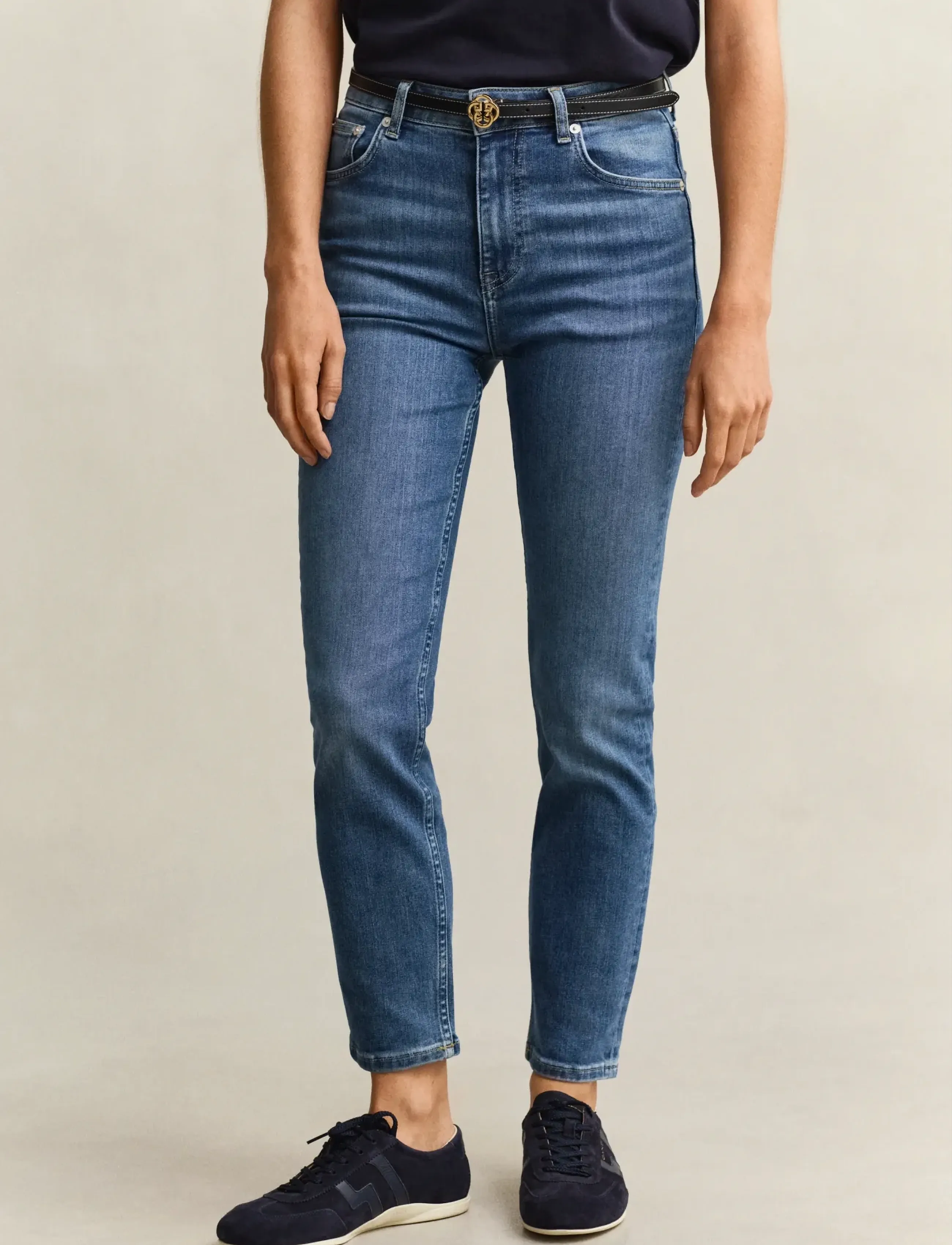 Gant - Slim Cropped Jeans - kitsad teksad - mid blue broken in - 4