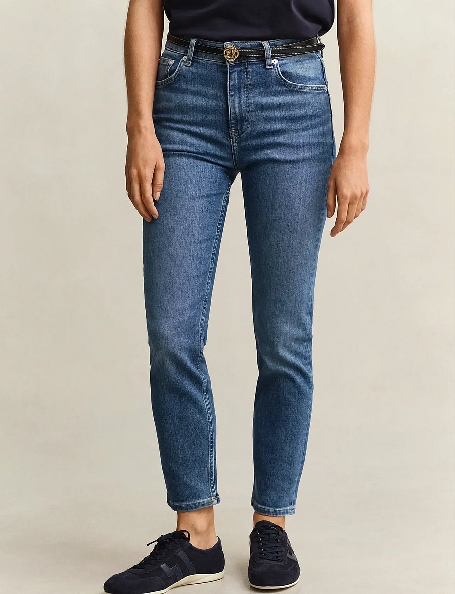 Gant - Slim Cropped Jeans - slim jeans - mid blue broken in - 4
