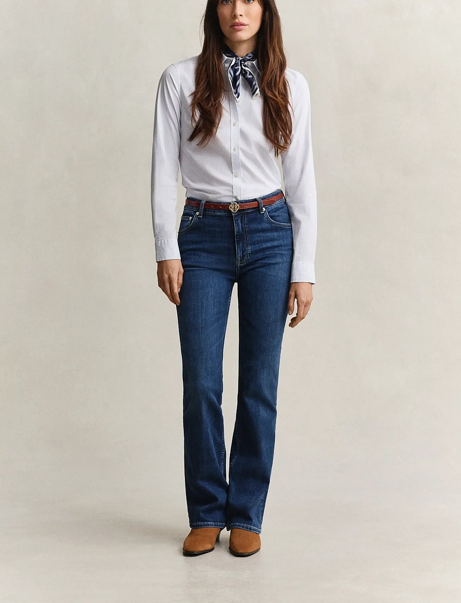 Gant - Slim Flared Jeans - utsvängda jeans - dark blue worn in - 0