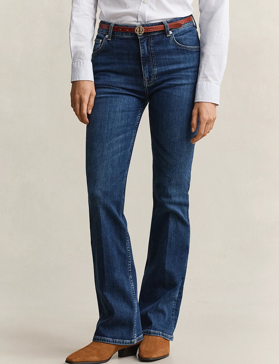 Gant - Slim Flared Jeans - utsvängda jeans - dark blue worn in - 3
