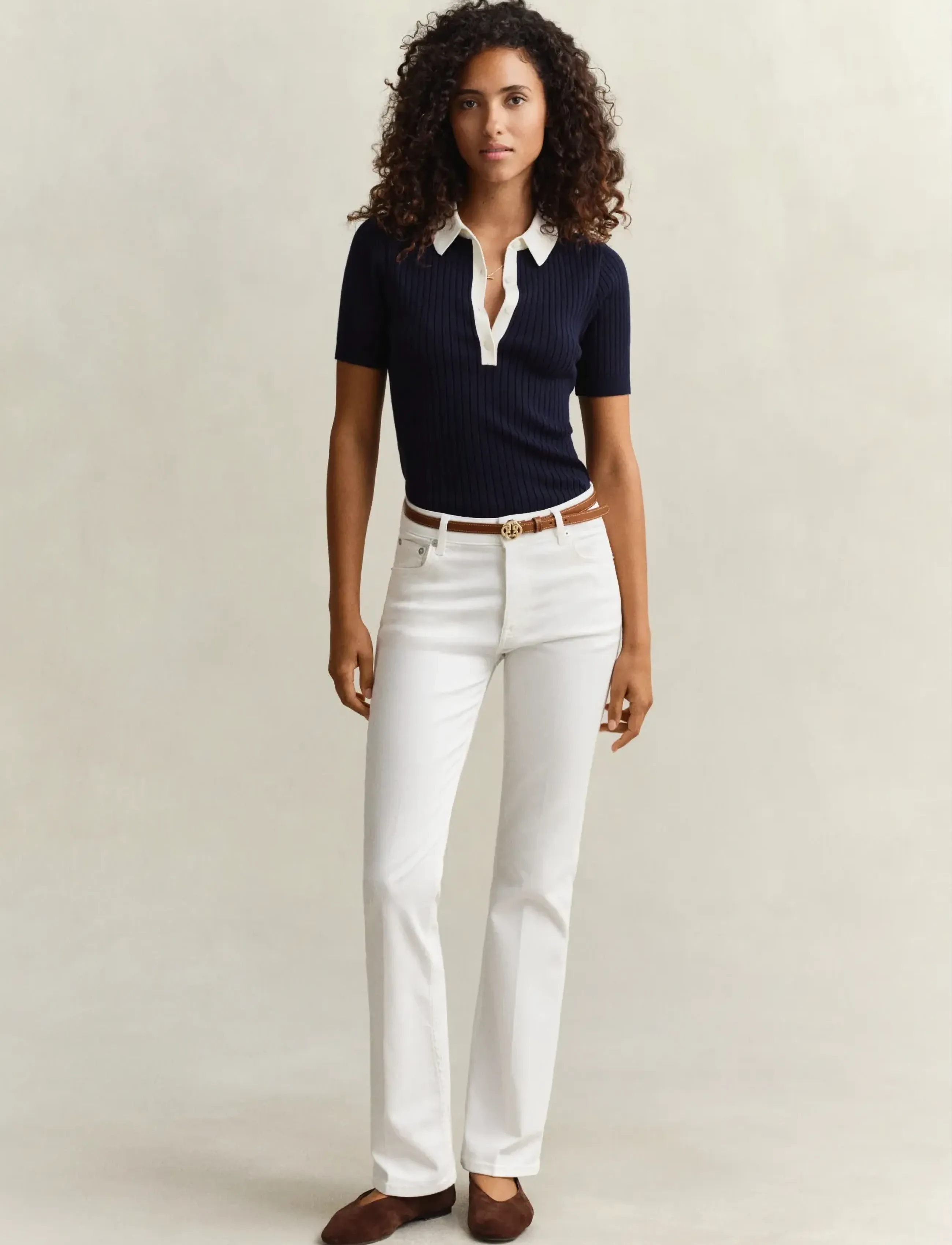 GANT SLIM FLARE STRETCH JEANS - Nyheter - EGGSHELL / white