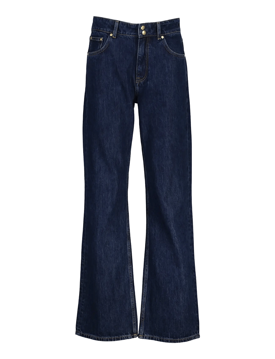 Gant - RELAXED DOUBLE BUTTON JEANS - schlaghosen - dark blue worn in - 0
