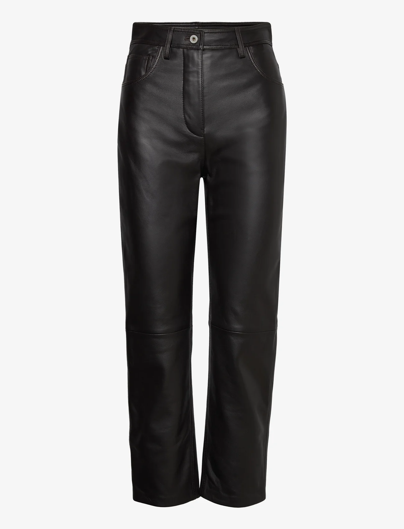 GANT - D2. HW CROPPED LEATHER PANT - leather trousers - cocoa bean - 0