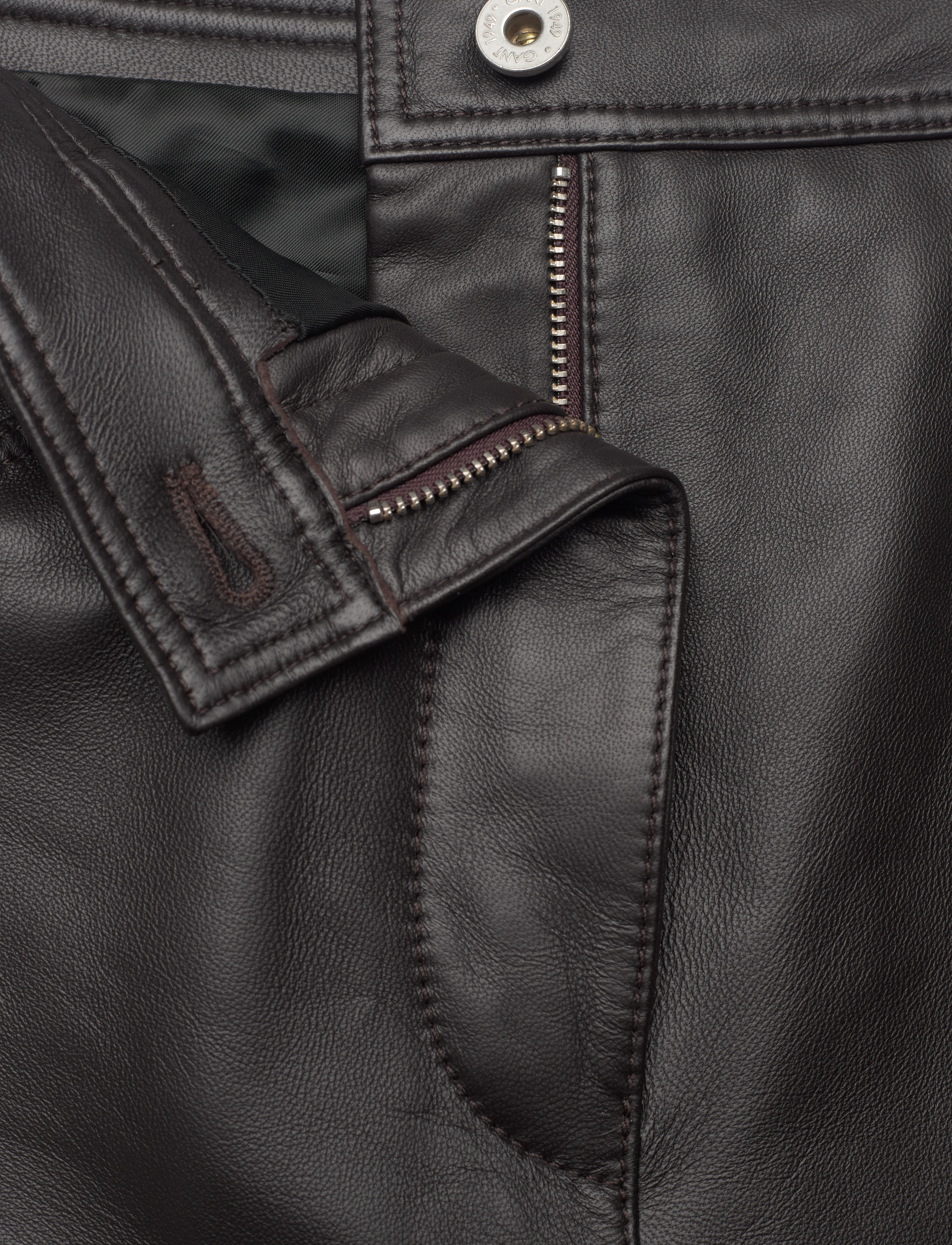 GANT - D2. HW CROPPED LEATHER PANT - cocoa bean - 3