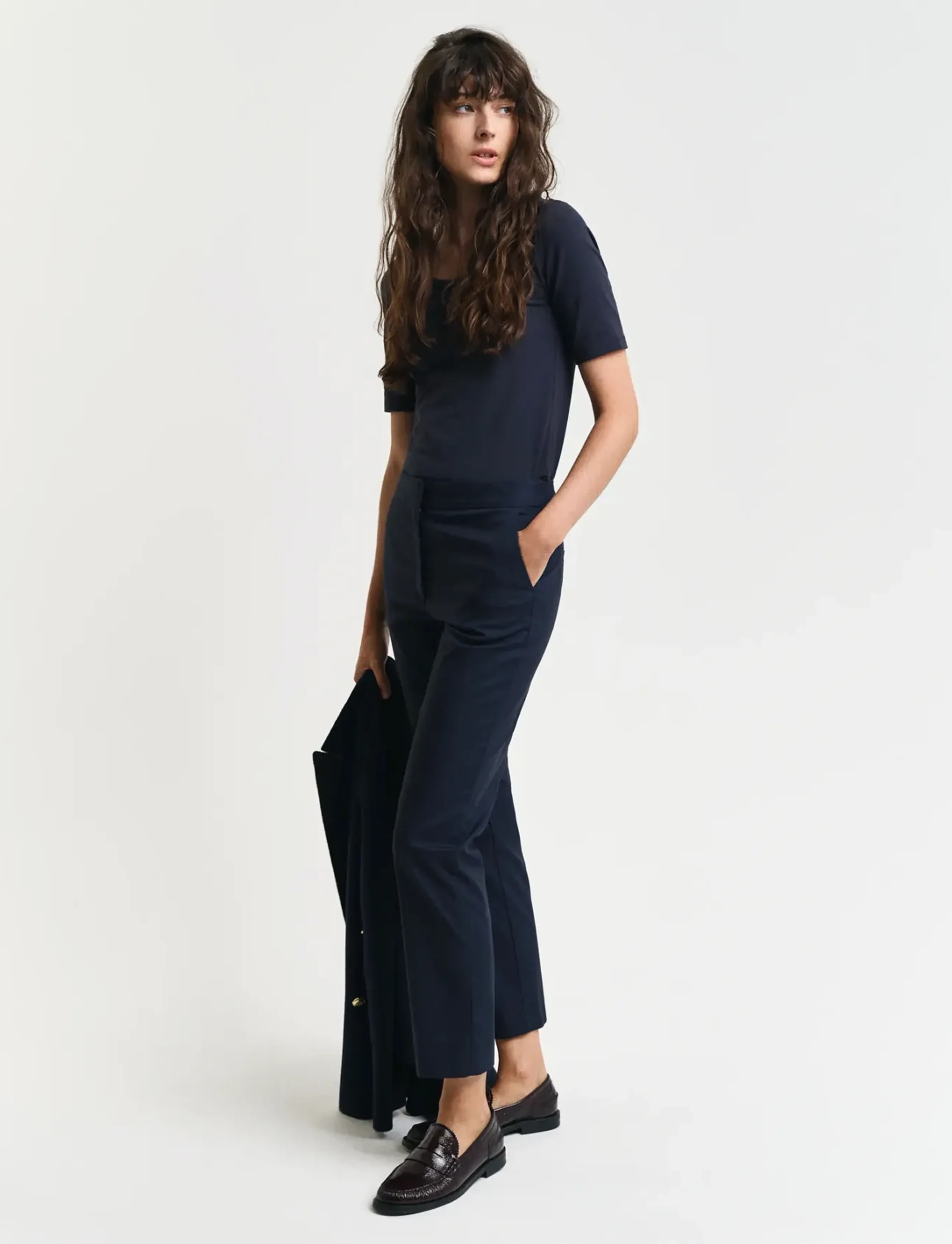 Gant Slim Slack, 38, Navy, Bukser > Slim Fit-Bukser, Dame