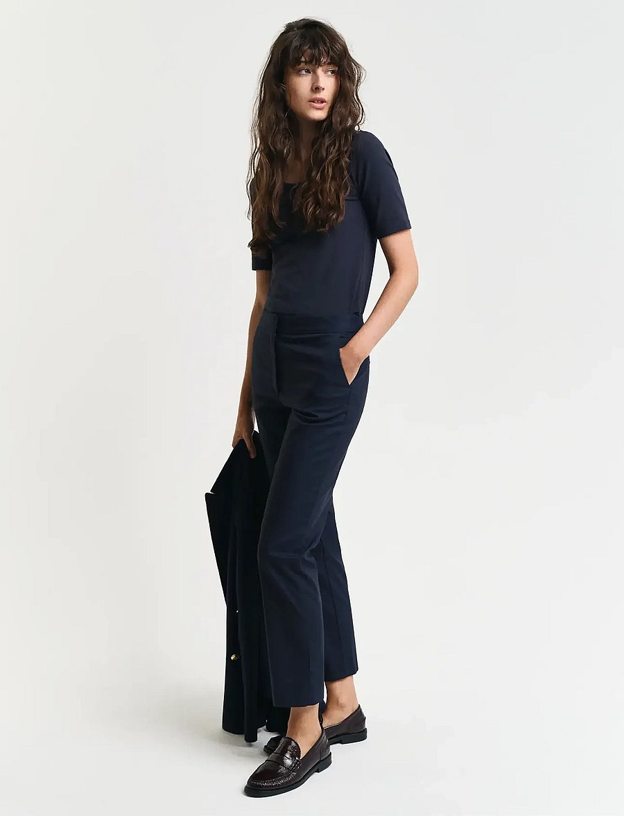 Gant - SLIM SLACK - slim fit trousers - evening blue - 0