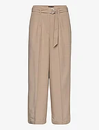 WIDE CROPPED BELTED PANTS - HORN BEIGE