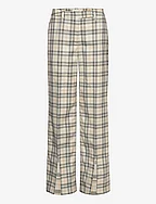 LOW RISE STRAIGHT CHECKED PANTS - LINEN