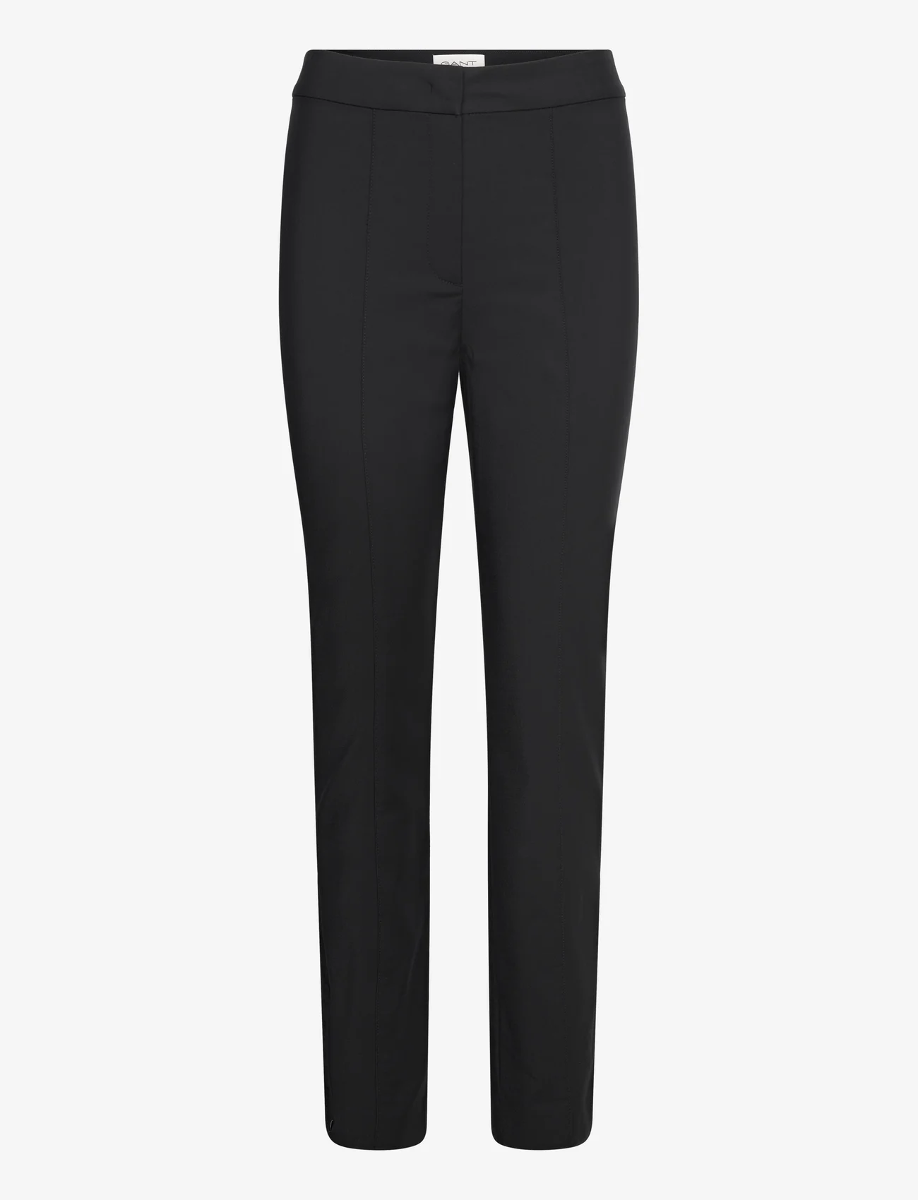 GANT - SLIM PINTUCK ZIP PANTS - slim fit trousers - ebony black - 0