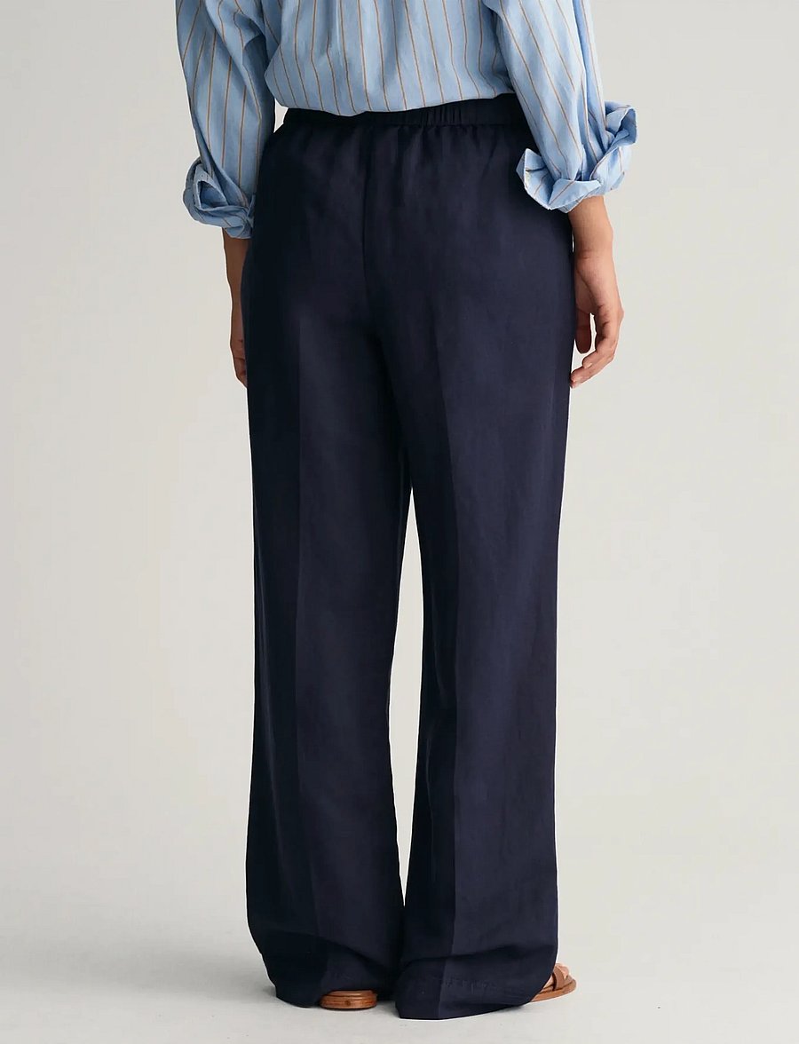 Gant - REL LINEN BLEND PULL ON PANTS - leinenhosen - evening blue - 3