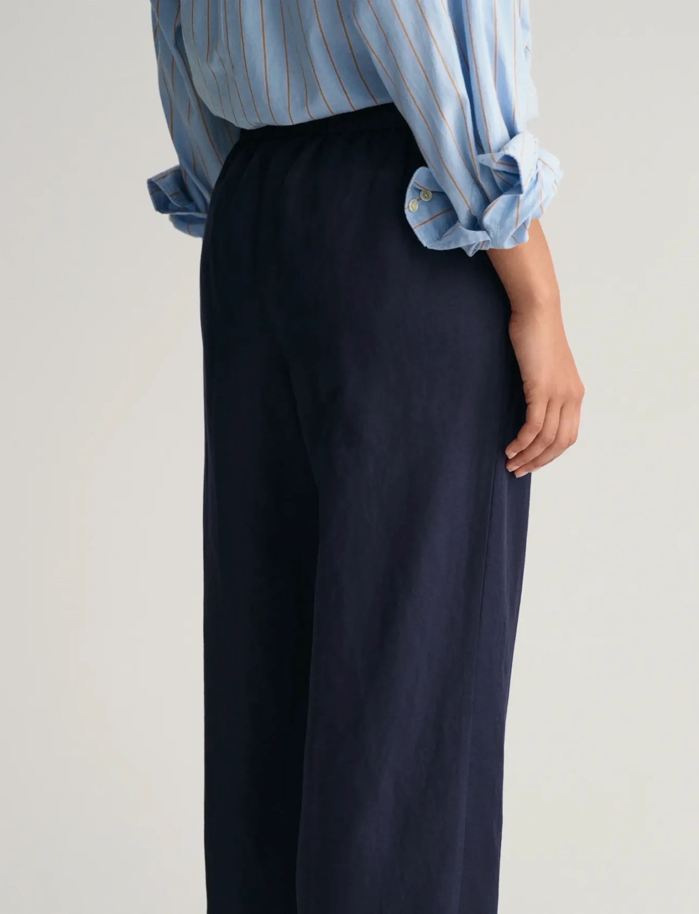 Gant - REL LINEN BLEND PULL ON PANTS - leinenhosen - evening blue - 4
