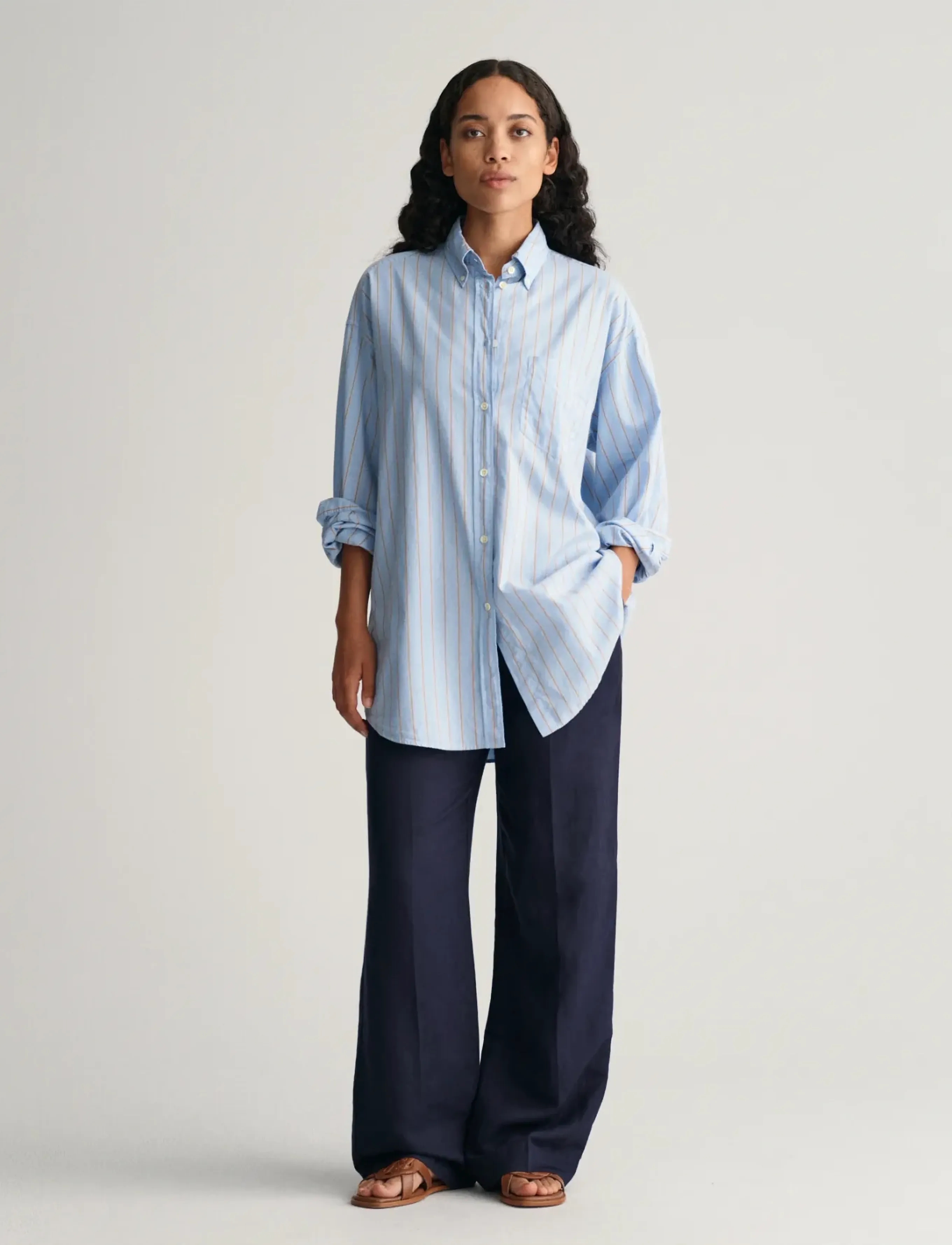 Gant - REL LINEN BLEND PULL ON PANTS - leinenhosen - evening blue - 5