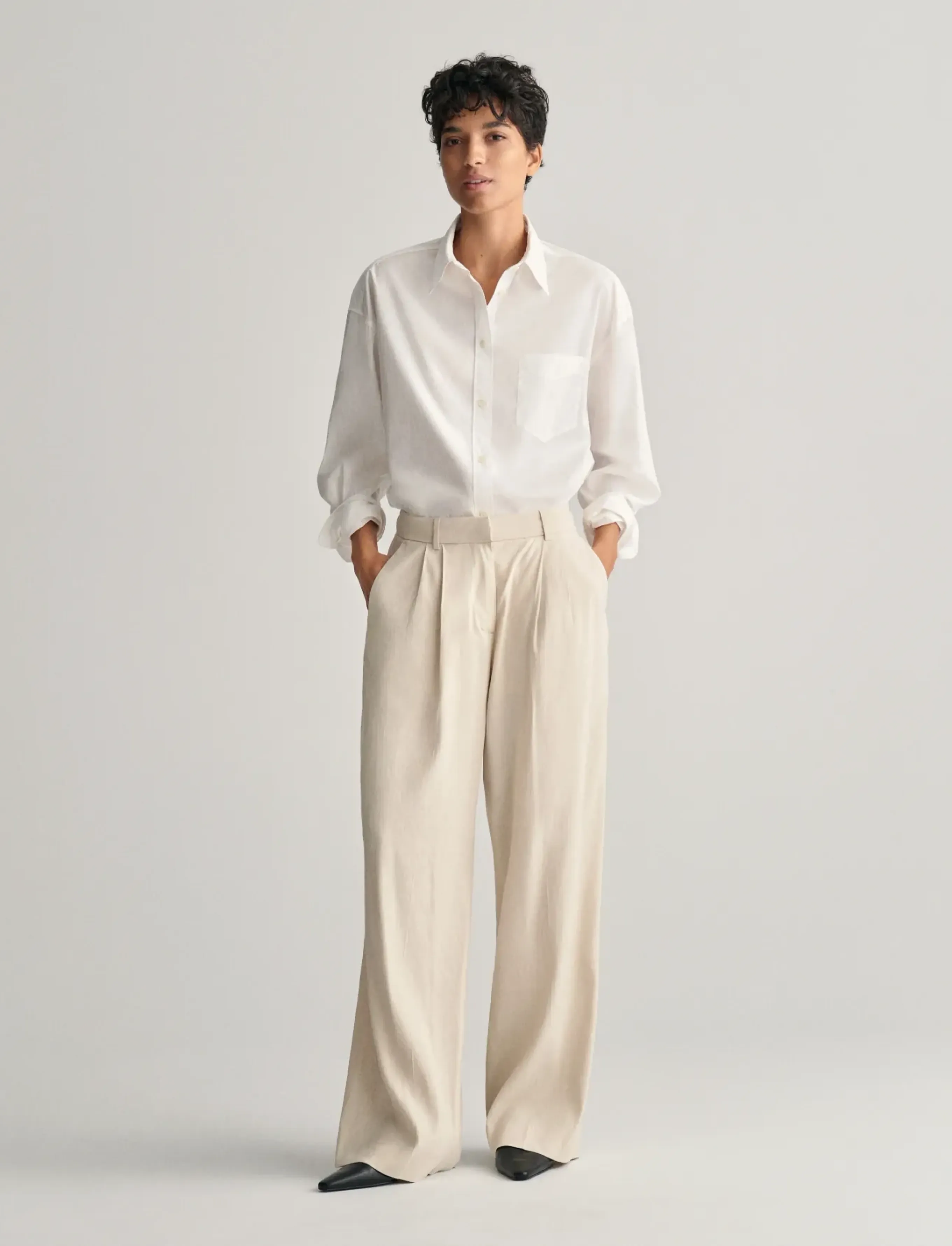 Gant Rel Stretch Linen Tailored Pant, 40, Trousers, Beige - Frauen
