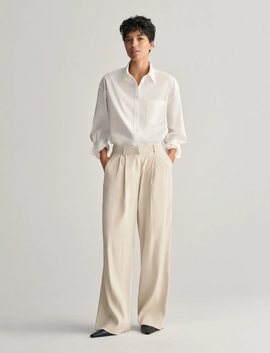 Gant - REL STRETCH LINEN TAILORED PANT - linased püksid - soft oat - 0