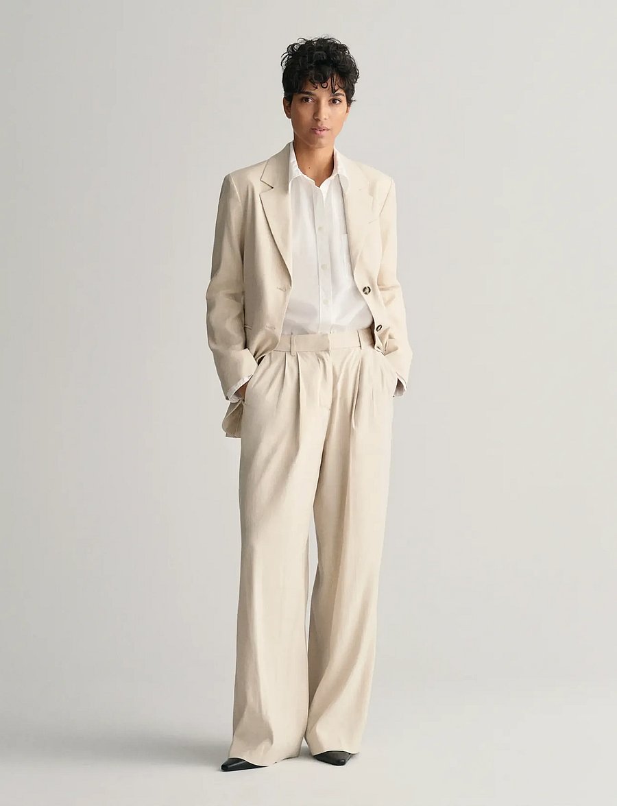 Gant - REL STRETCH LINEN TAILORED PANT - linased püksid - soft oat - 5