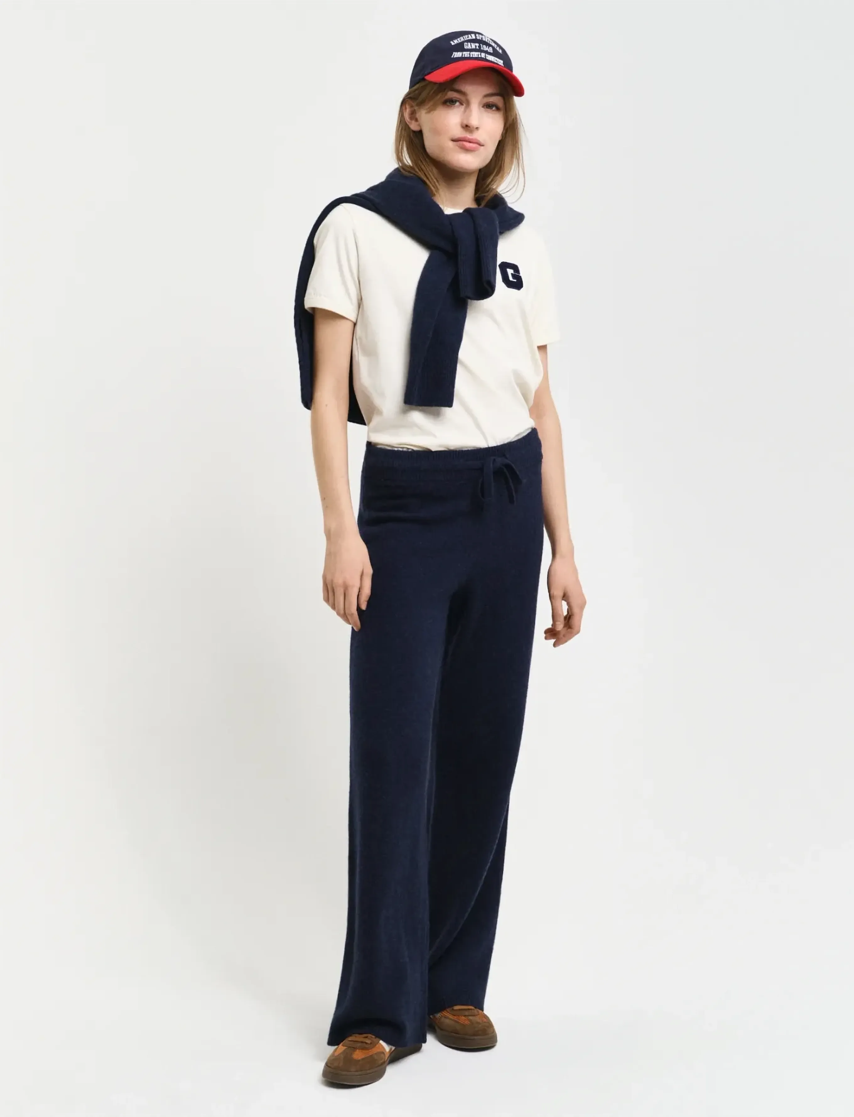 GANT - WOOL KNITTED PANTS - evening blue - 4