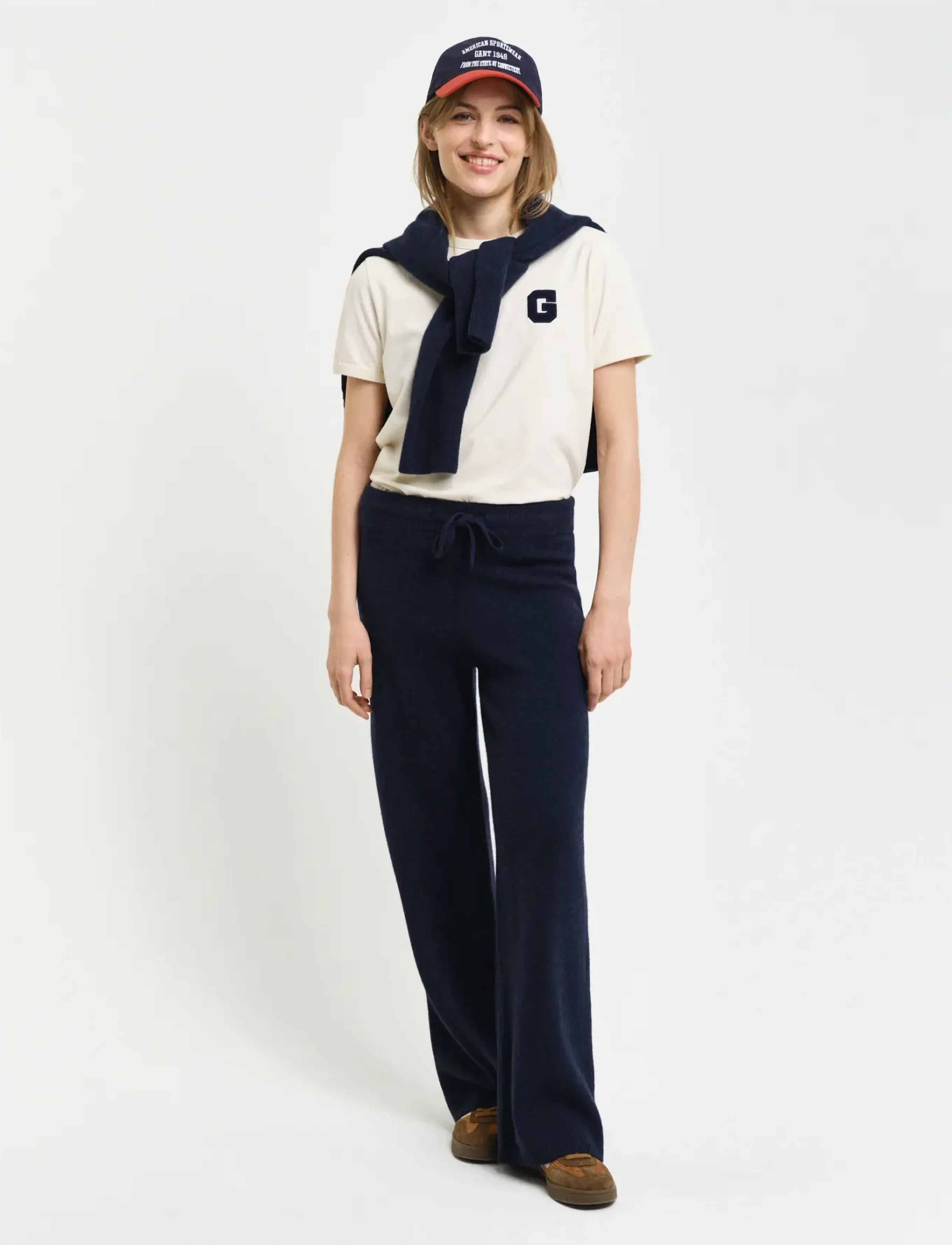 GANT - WOOL KNITTED PANTS - evening blue - 5