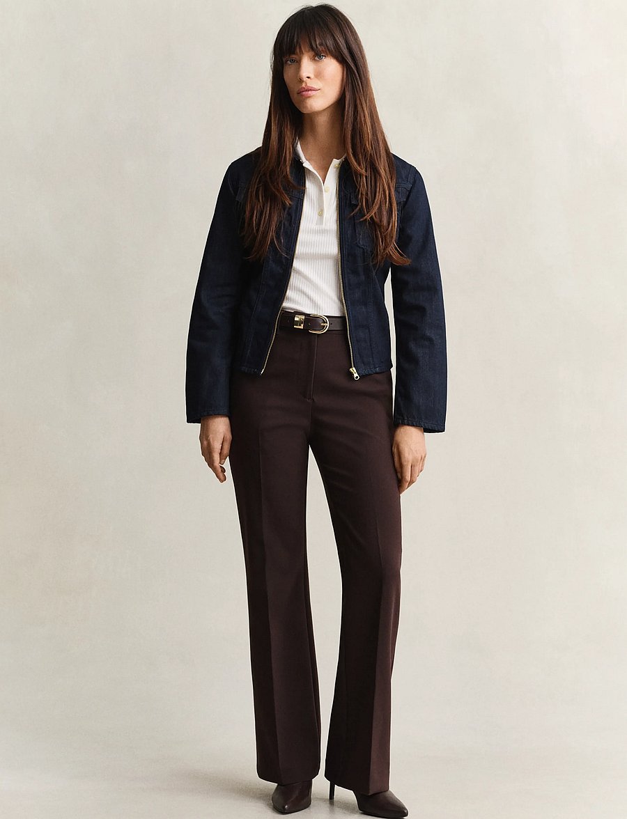 Gant - Slim Flared Slacks - alt laiad püksid - deep brown - 0