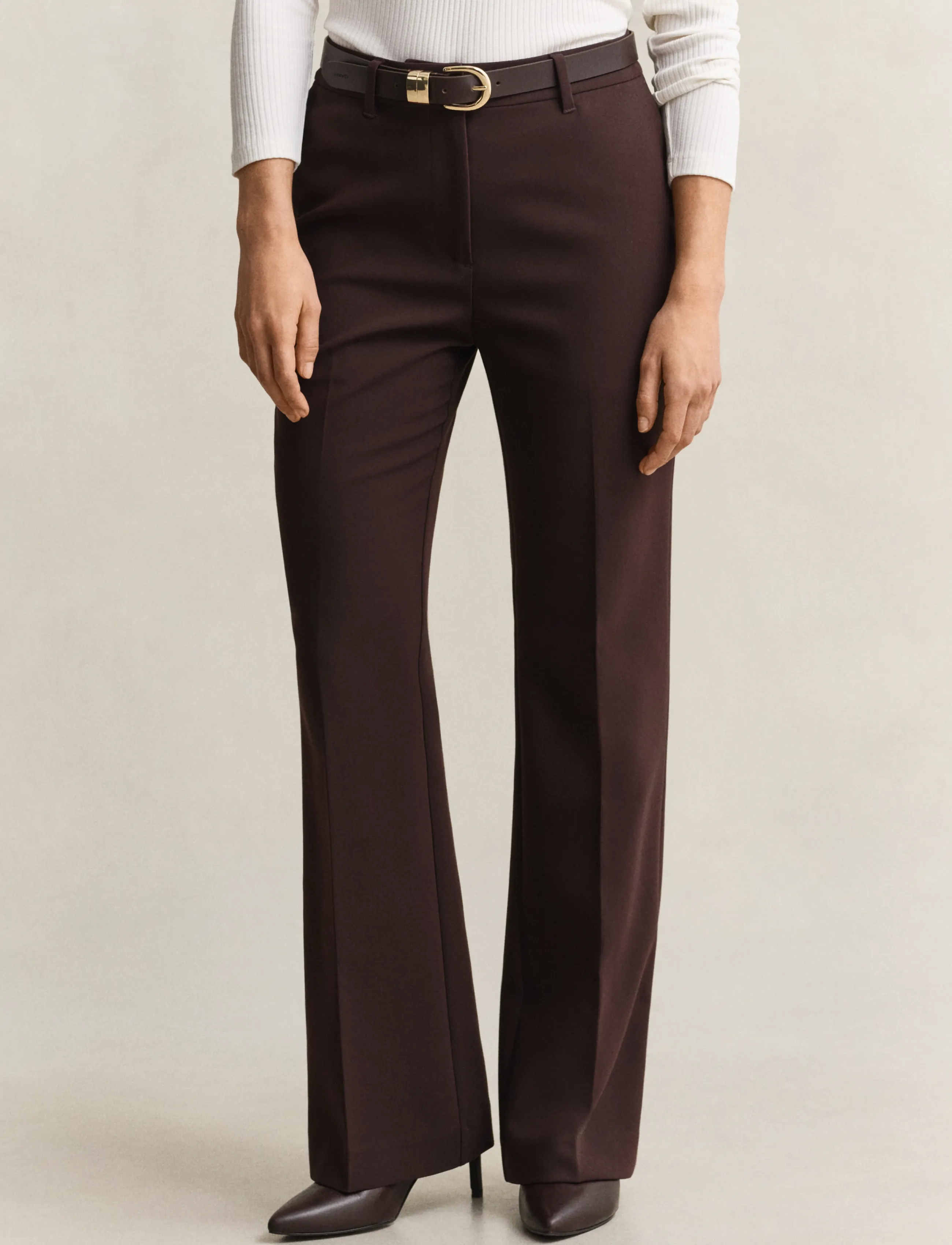 Gant - Slim Flared Slacks - utsvängda byxor - deep brown - 3